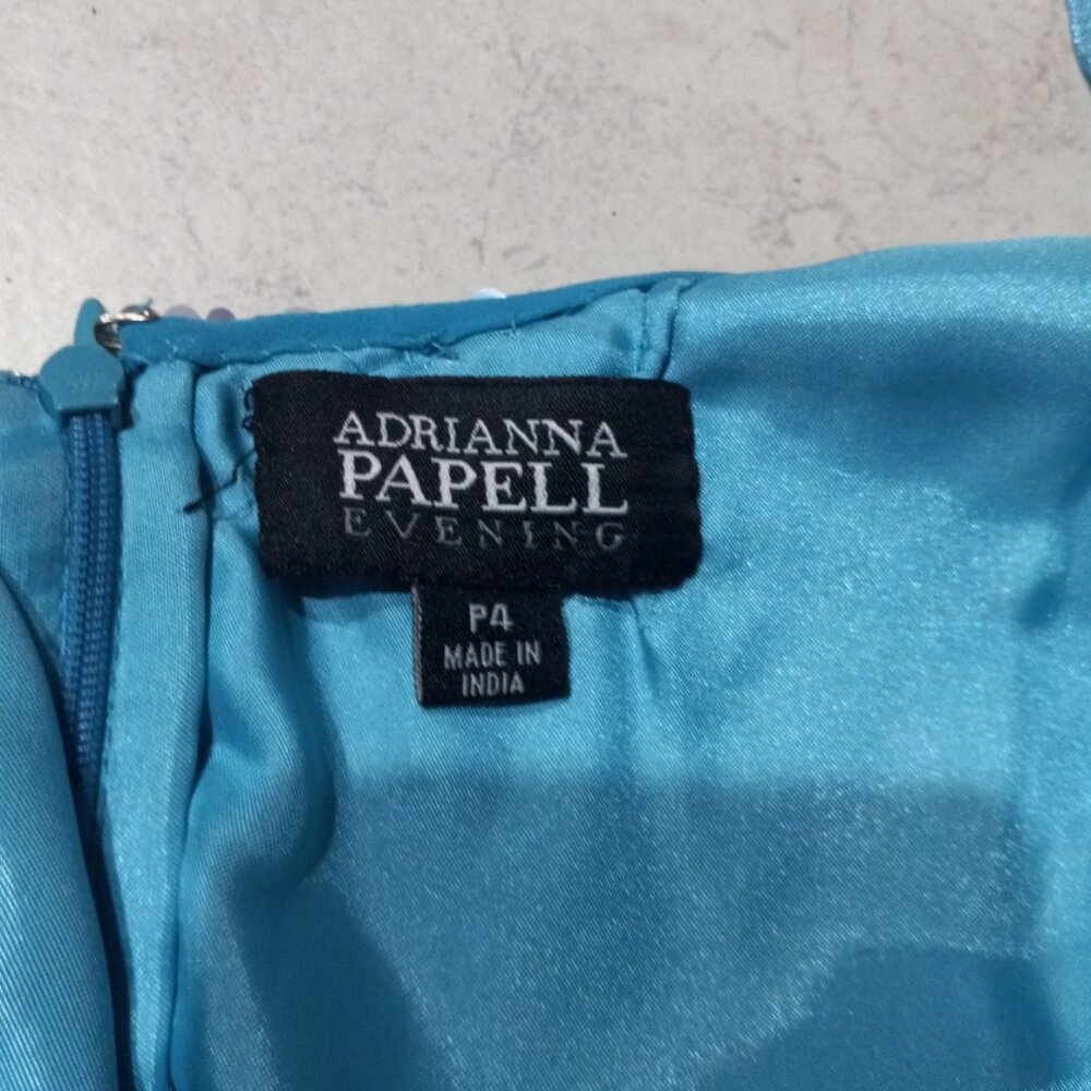Adrianna Papell Blue Sequin Dress Size 4P - Picture 6 of 6